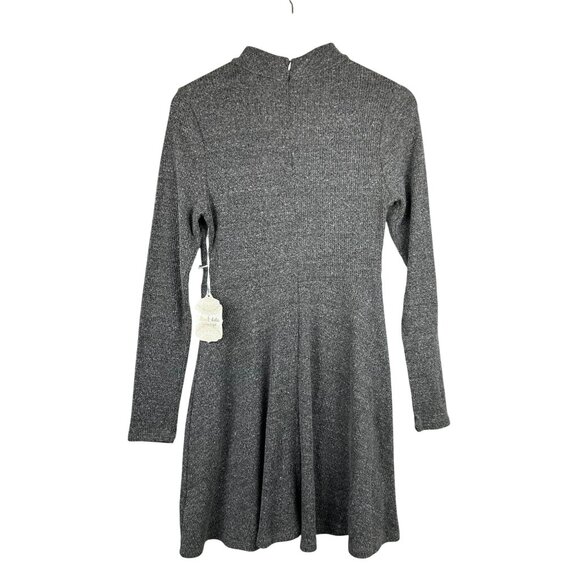 NWT Altard State Women's Gray Ribbed Knit Long Sleeve Fit & Flare Dress Sz Large - Picture 2 of 12
